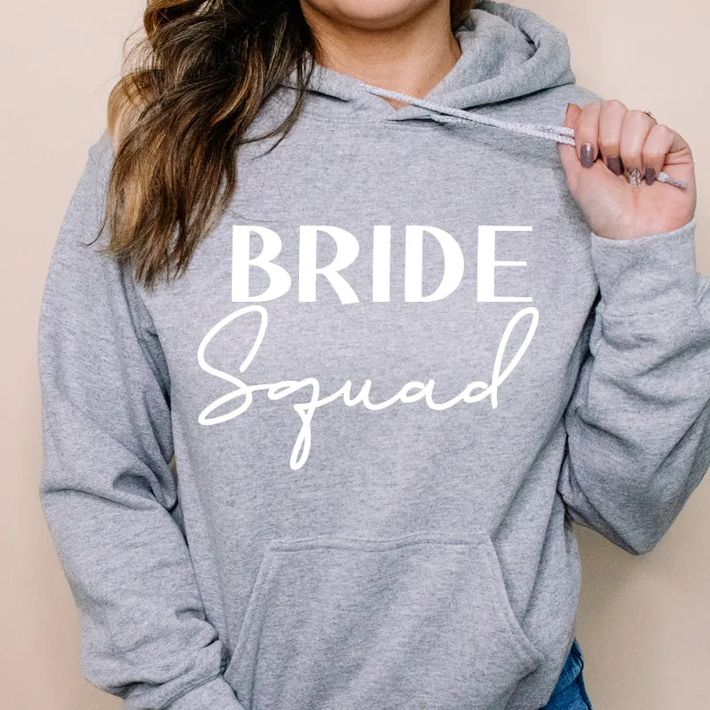 Bride Squad Heather Grey Hoodie mum jeans promo