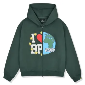 Broken Planet Mein Planet Smaragdgrüne Zip-Up Kapuzenjacke Broken Planet Kleidung