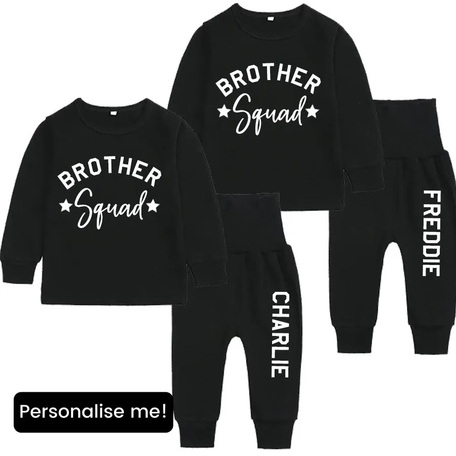 Brother Squad Personalised Black Lounge Sets boys outfits online store