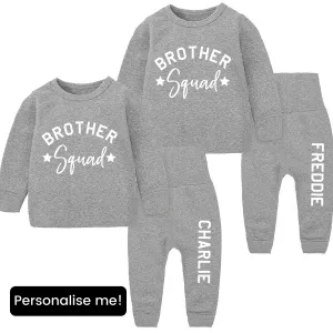 Brother Squad Personalised Heather Grey Lounge Sets boys outfits online store