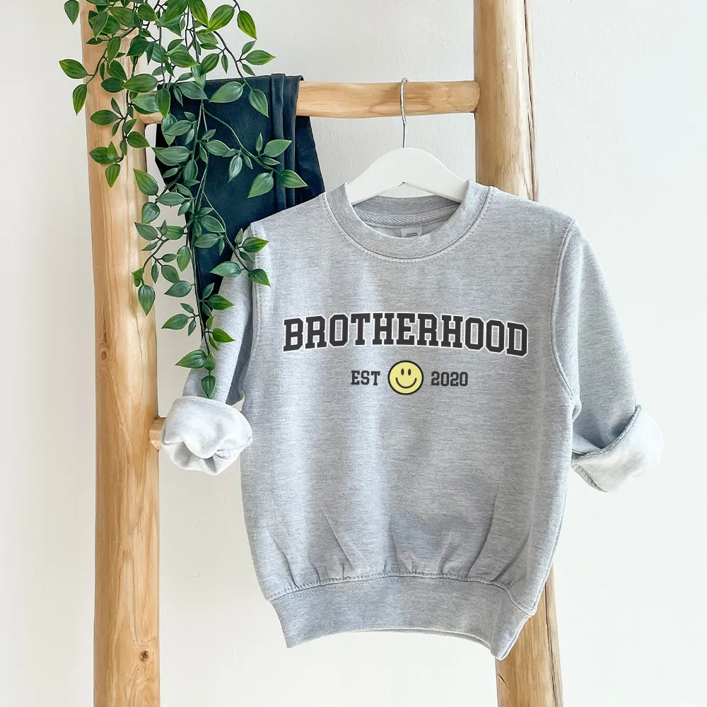 Brotherhood Kids Personalised Heather Grey Sweatshirt boys fashion clearance