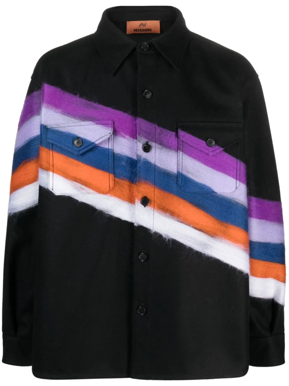 Brushed-Effect Striped Shirt Jacket winter jackets clearance
