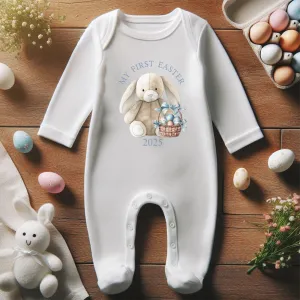 Bunny Basket My First Easter 2025 White Baby Romper cheap baby clothes online