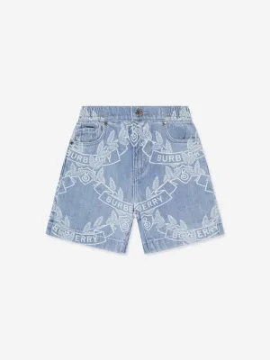 Burberry Boys Castiel Crest Shorts in Blau