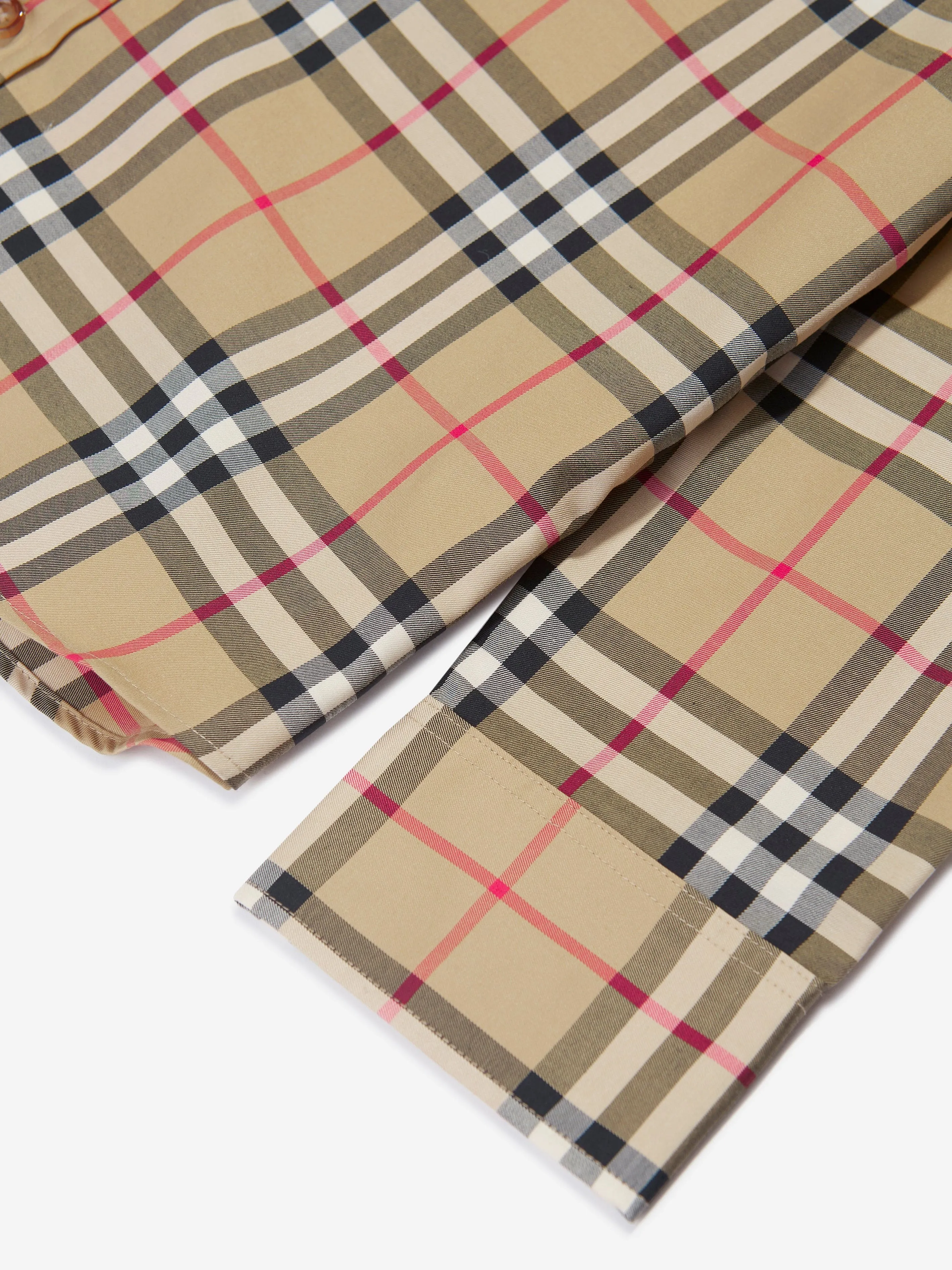 Burberry Boys Owen Langarm-Hemd in Beige mit Karomuster