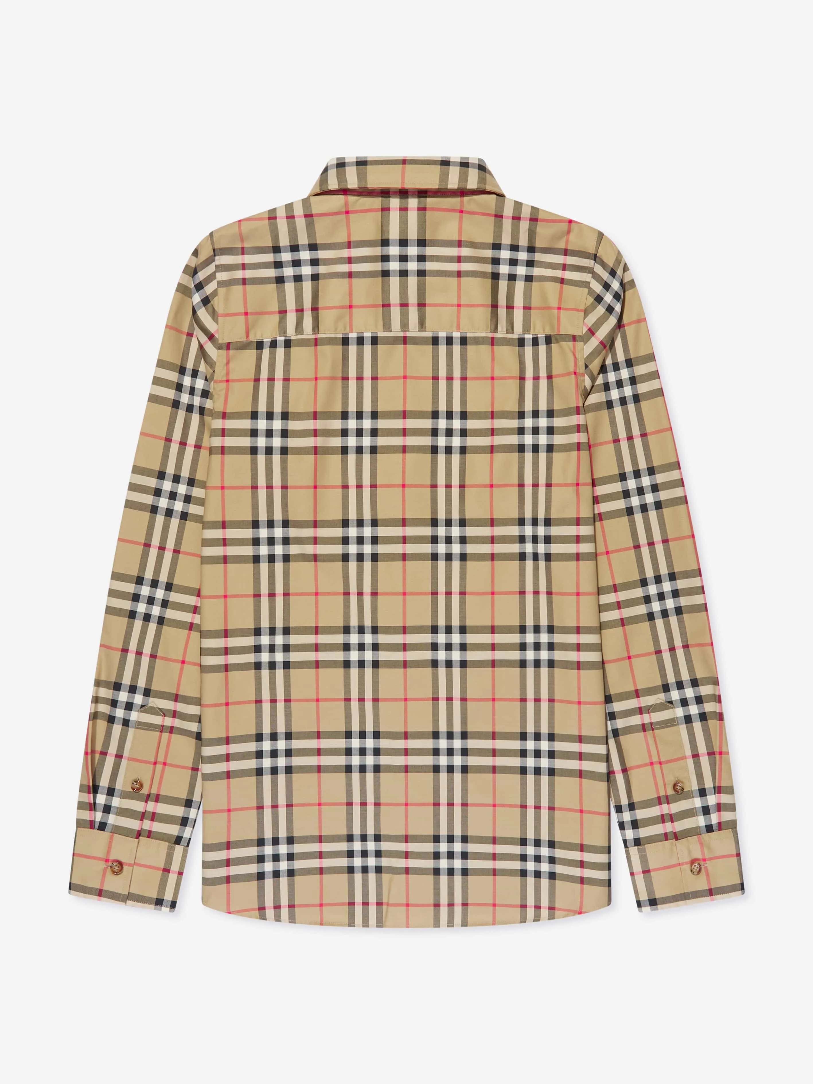 Burberry Boys Owen Langarm-Hemd in Beige mit Karomuster