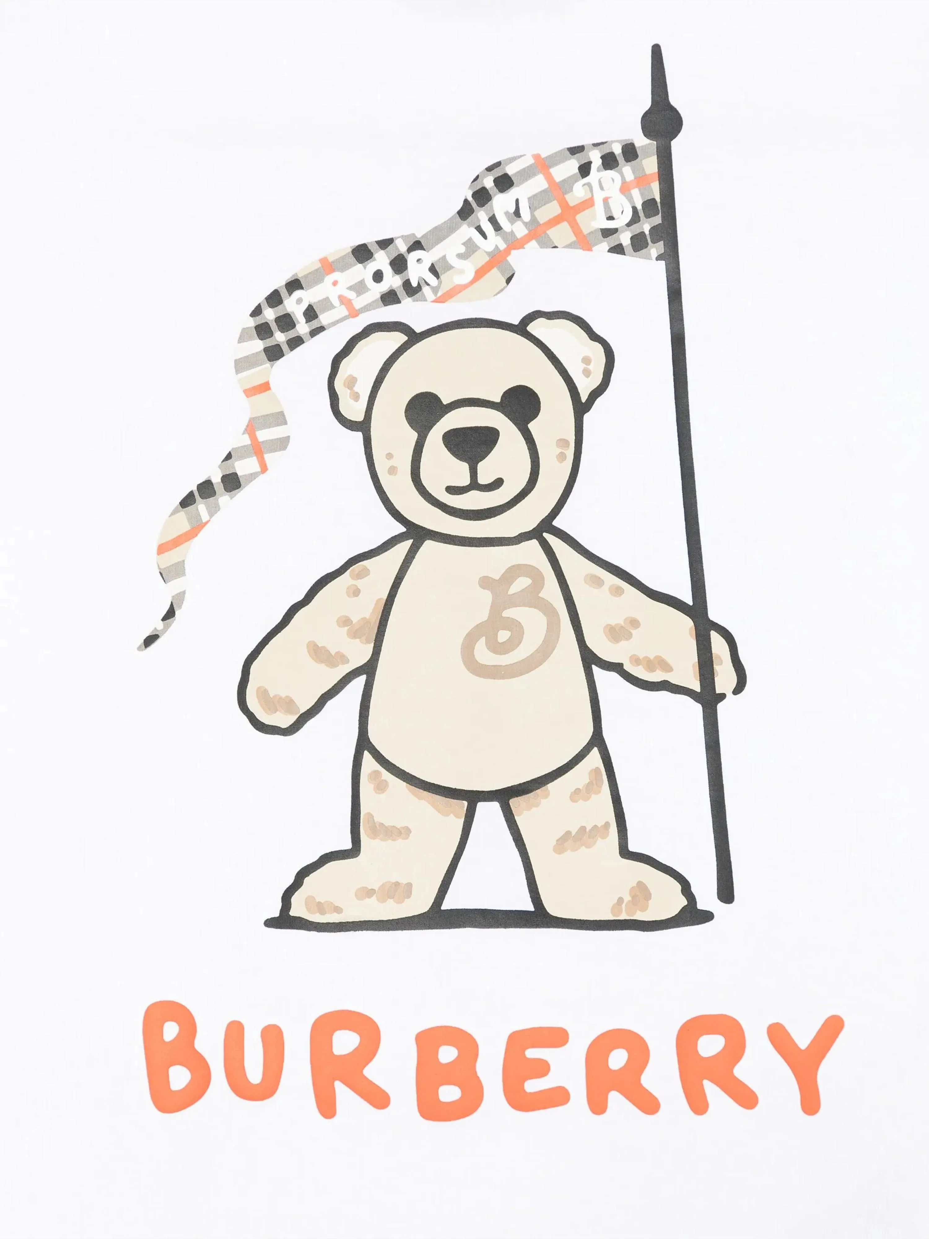 Burberry Kids Zedernbär Flag T-Shirt in Elfenbein