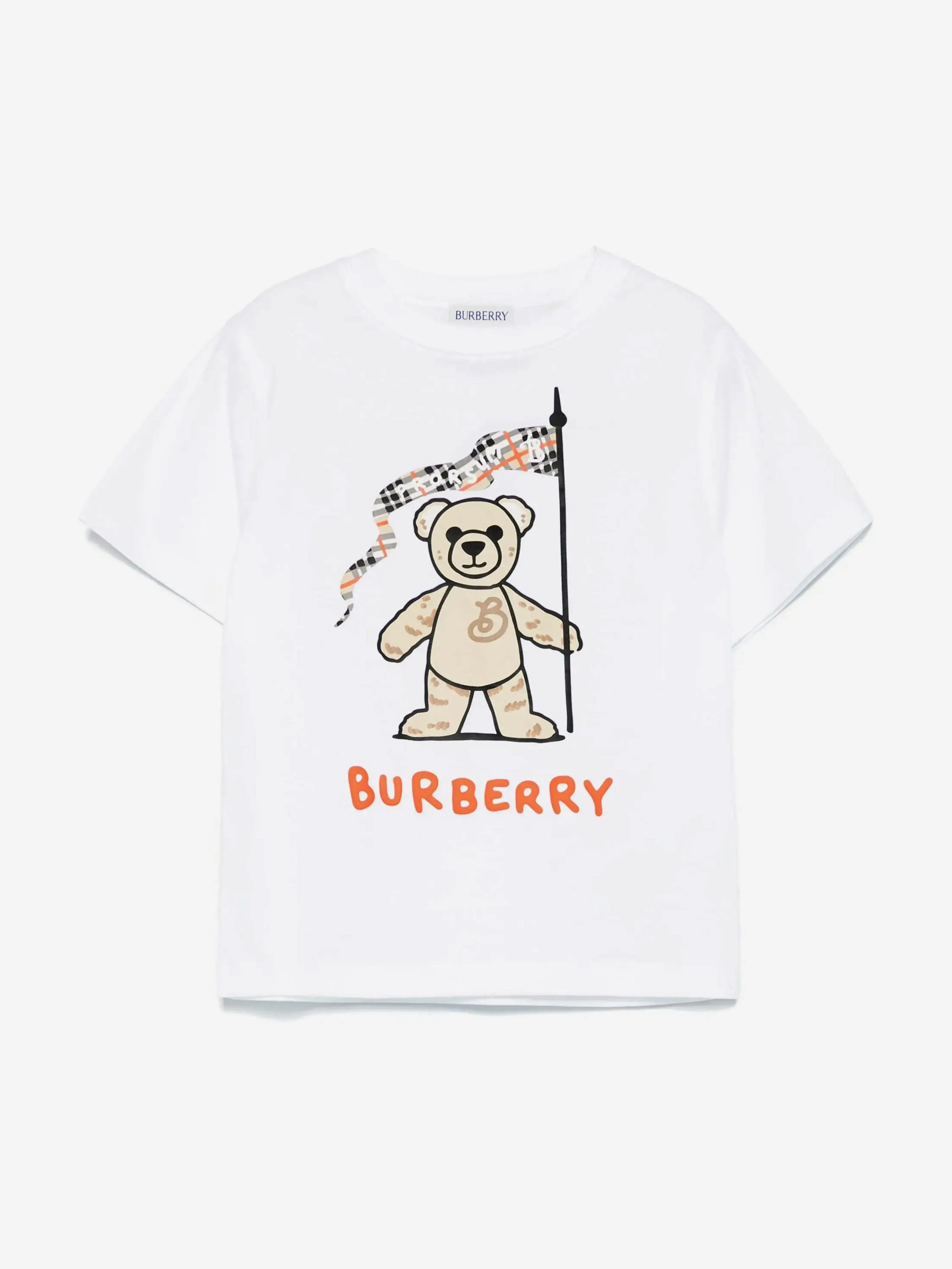 Burberry Kids Zedernbär Flag T-Shirt in Elfenbein
