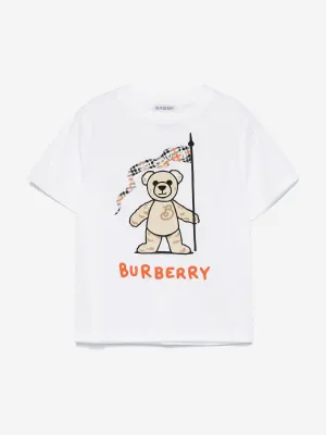Burberry Kids Zedernbär Flag T-Shirt in Elfenbein