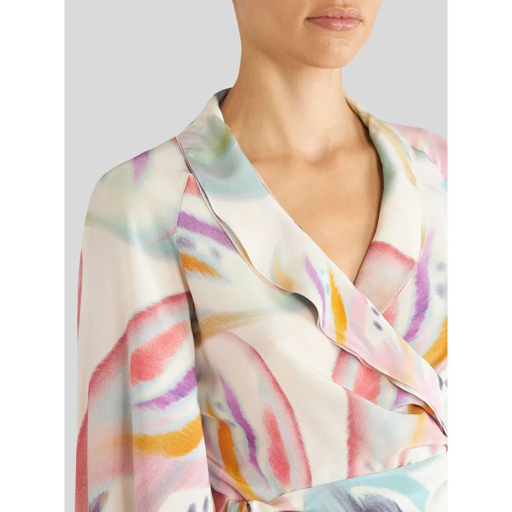 Butterfly Print Silk Dress
