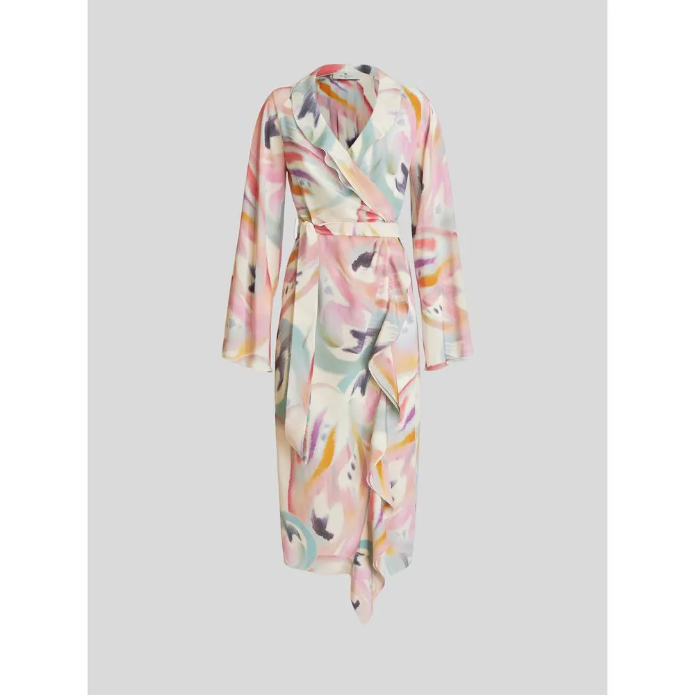 Butterfly Print Silk Dress