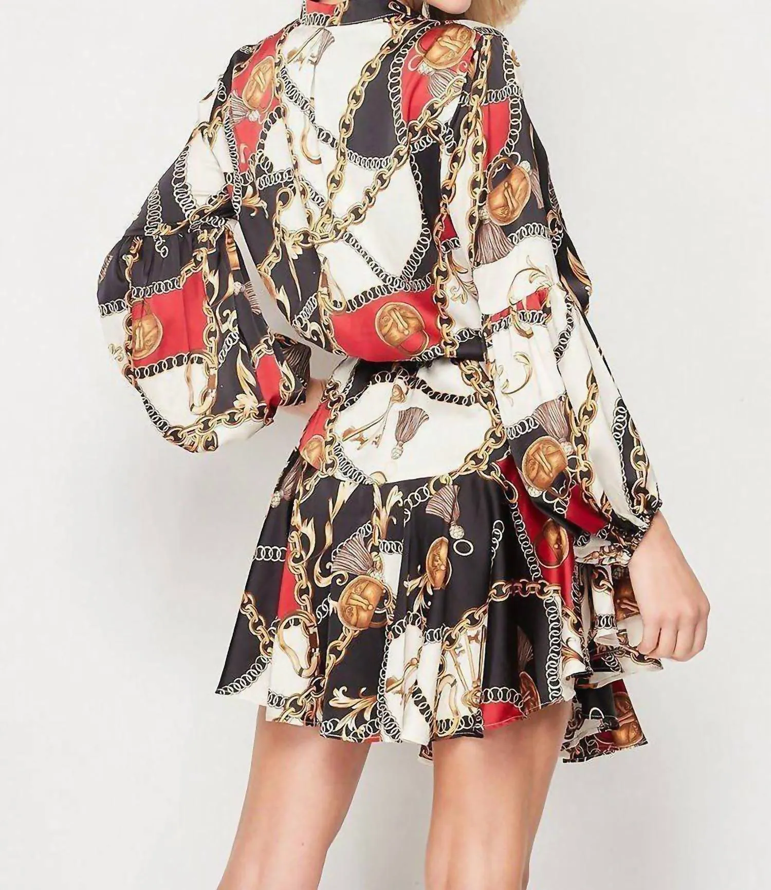 Button Down Dress In Chain Print