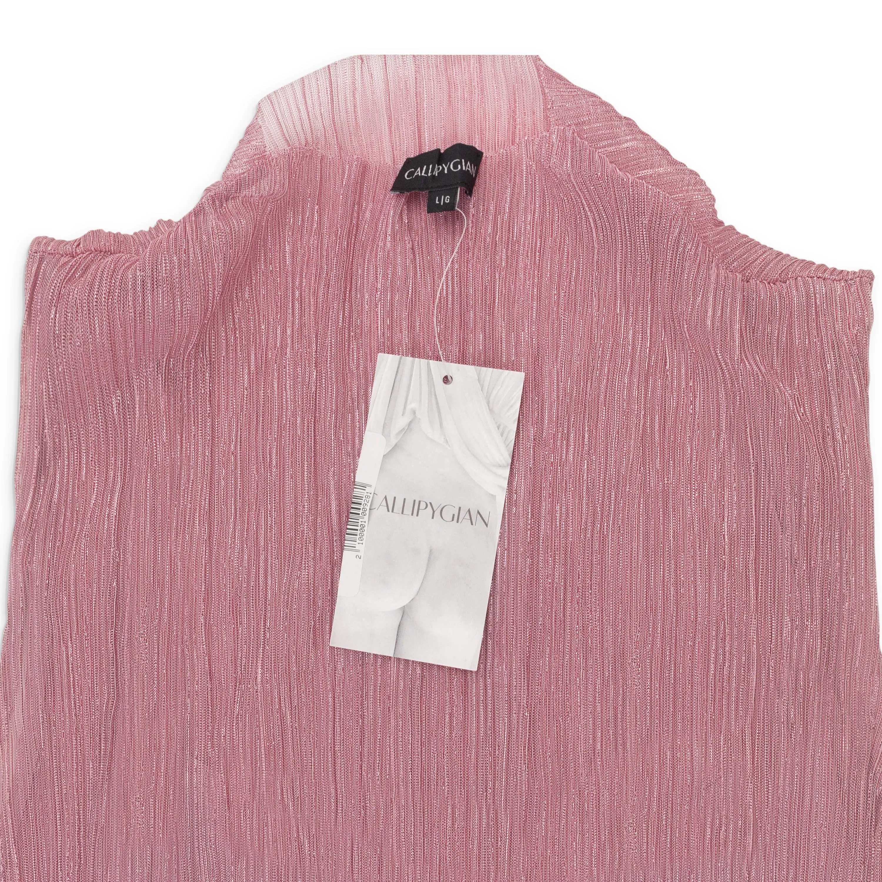 CALLIPYGIAN PLEATED LUREX LIGHT?PINK TANK DRESS