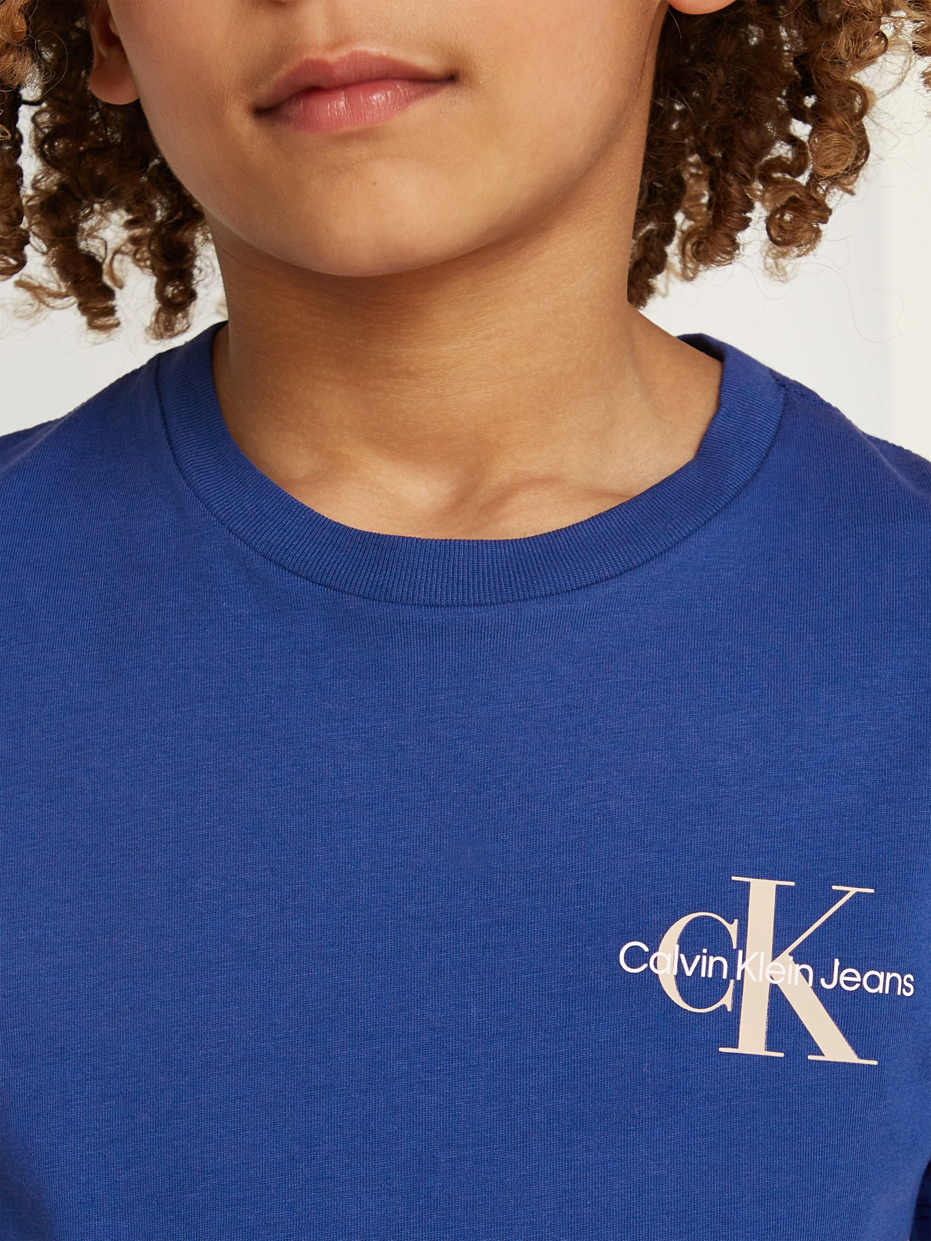Calvin Klein Kids Brust-Monogramm T-Shirt in Blau