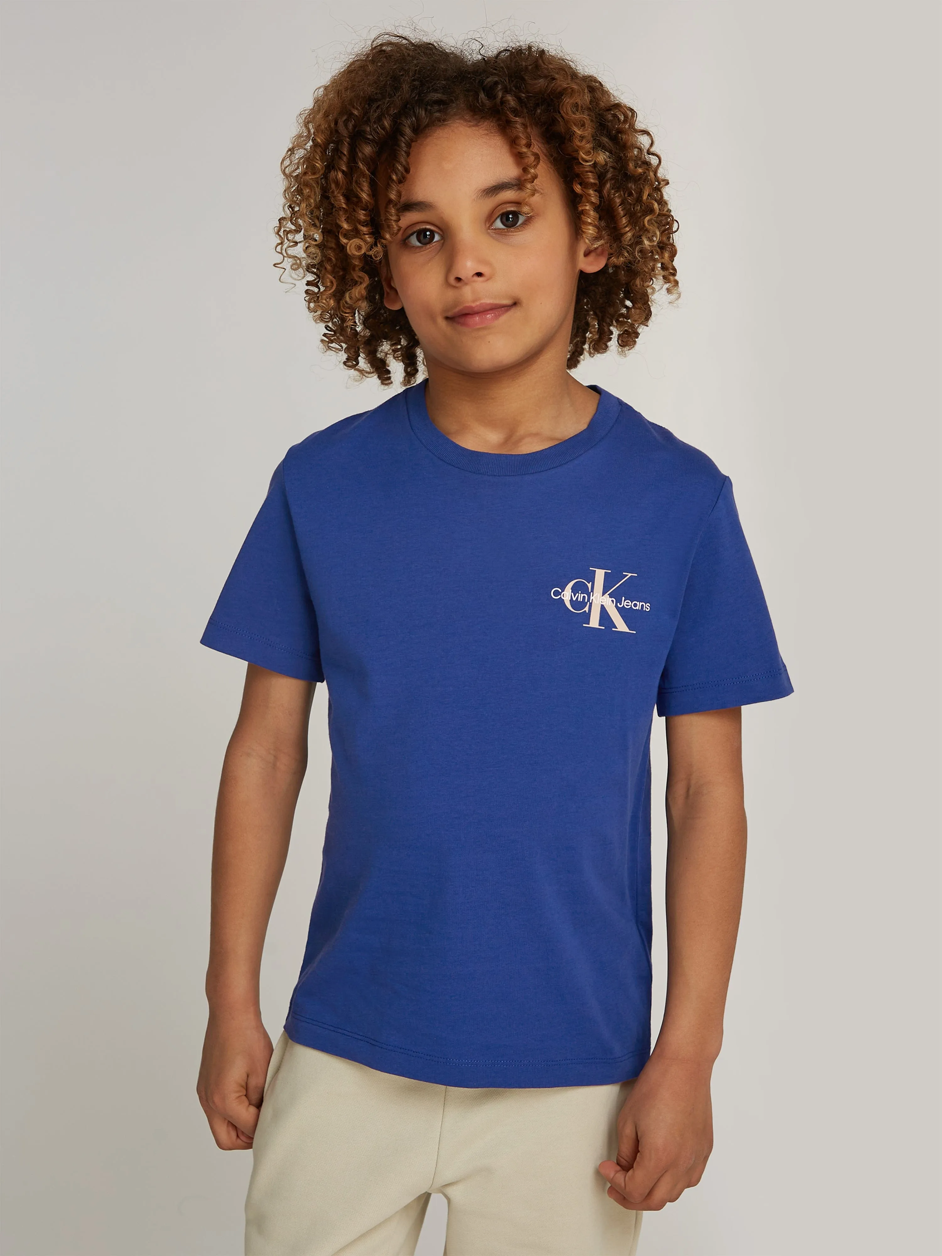 Calvin Klein Kids Brust-Monogramm T-Shirt in Blau