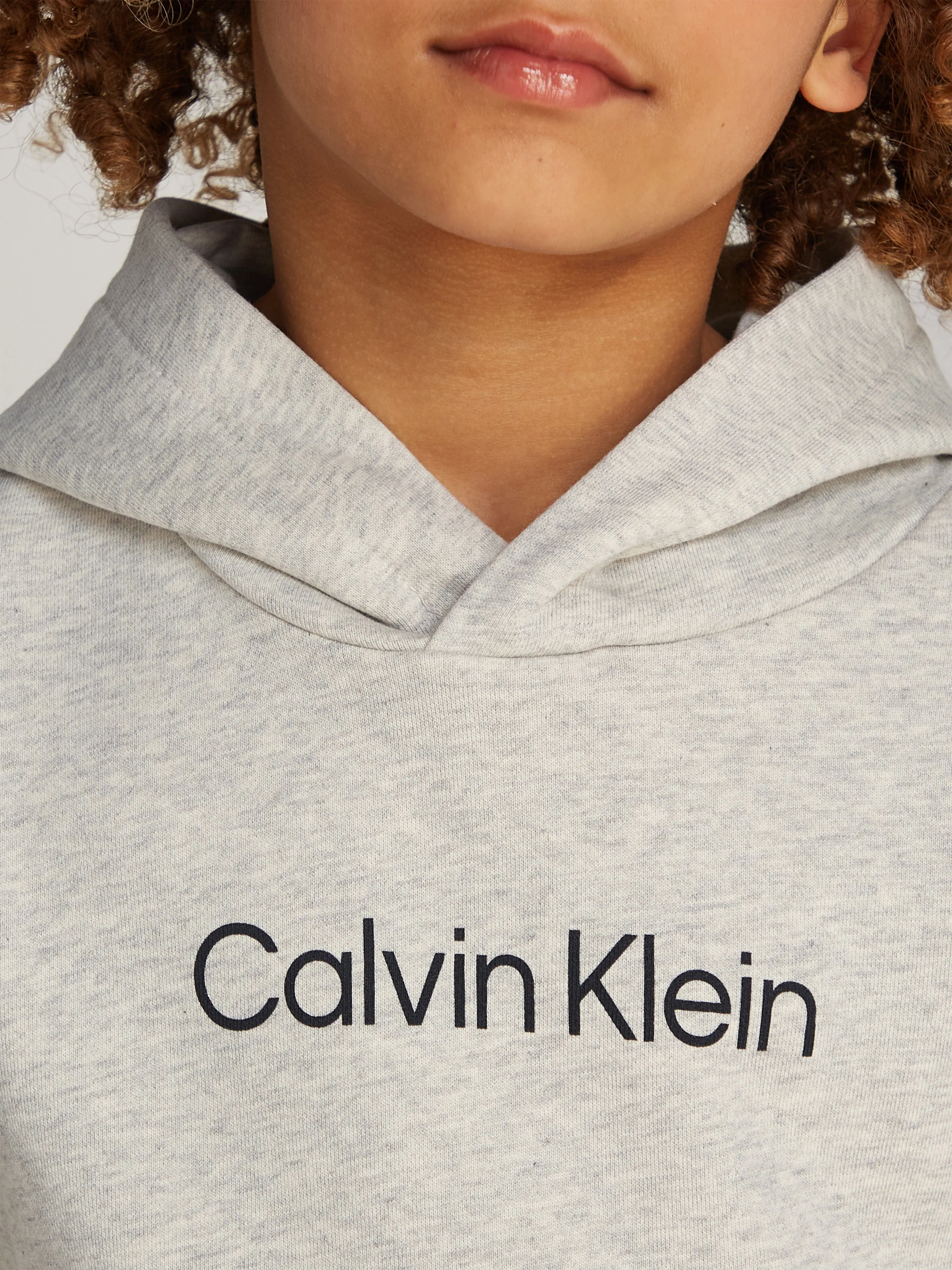 Calvin Klein Kids Logo Regular Terry Hoodie in Grau