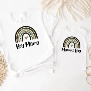 Camo Rainbow Boy Mama & Mama's Boy Matching White T-shirts maternity dresses promo