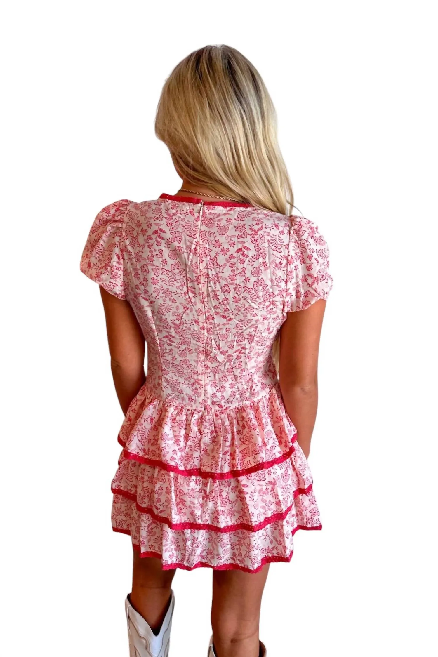 Caroline V Neck Romper In Floral