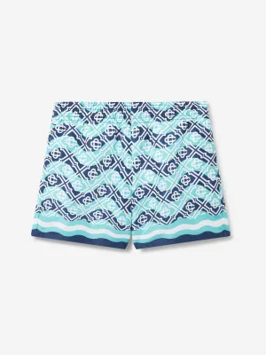 Casablanca Boys Monogram Badeshorts in Blau