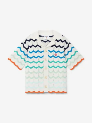 Casablanca Kids Verlaufswellen-Textur-Shirt in Blau