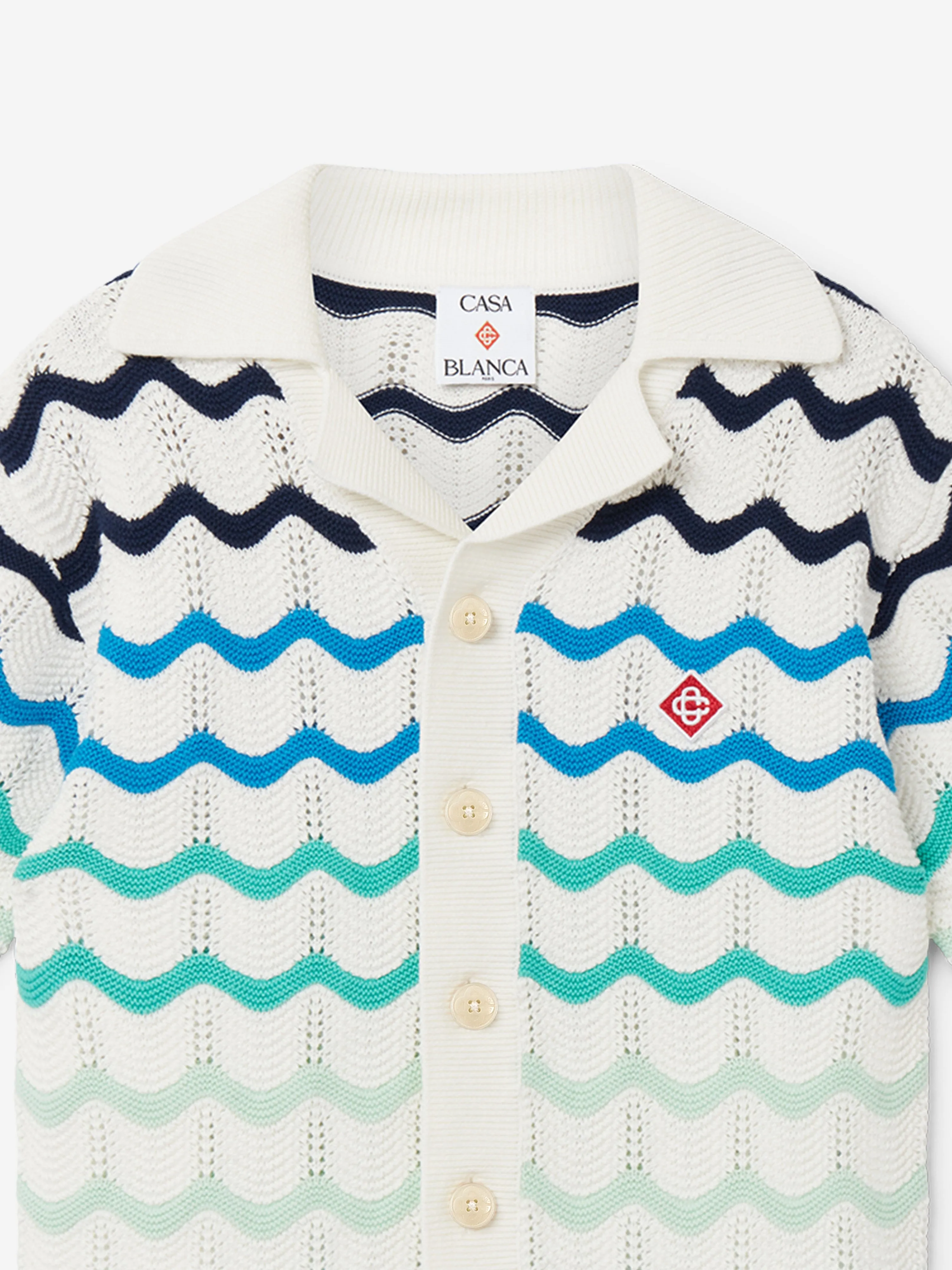 Casablanca Kids Verlaufswellen-Textur-Shirt in Blau