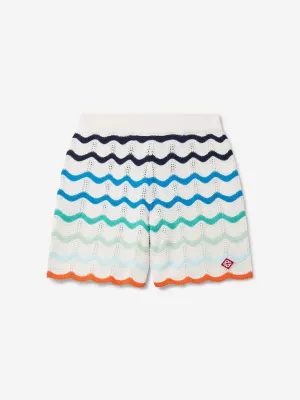 Casablanca Kids Gradient Wave Texture Shorts in Blau