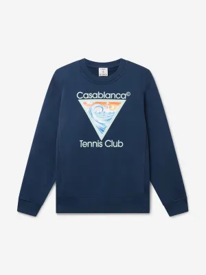 Casablanca Kids Tennis Club Icon Sweatshirt in Blau