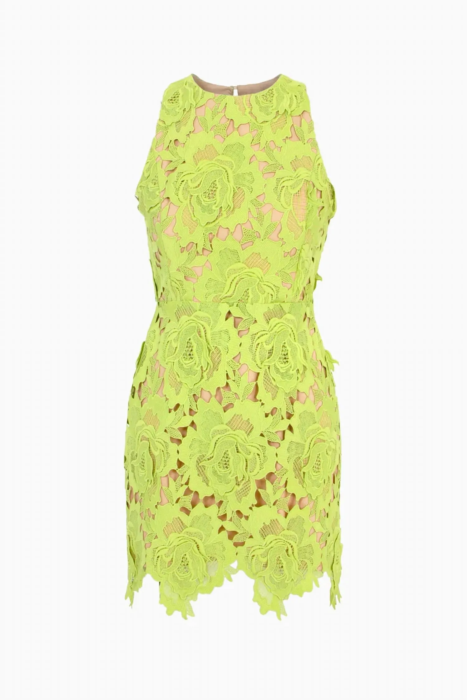 Cassie 3D Crochet Mini Dress In Lime Green