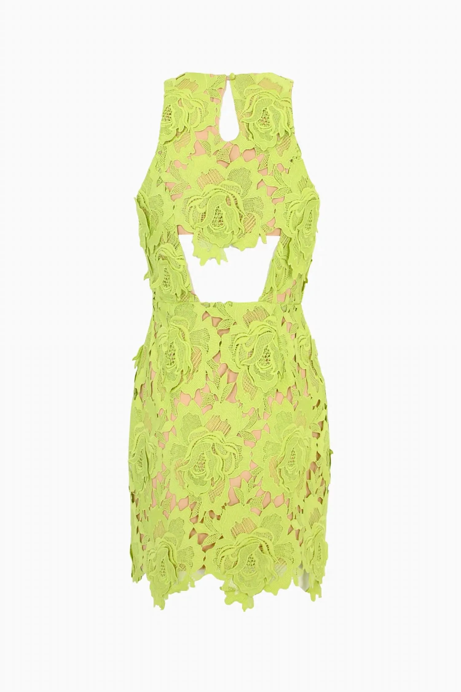Cassie 3D Crochet Mini Dress In Lime Green