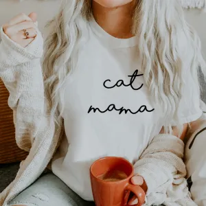 Cat Mama Retro Script T-Shirt mum blouses clearance