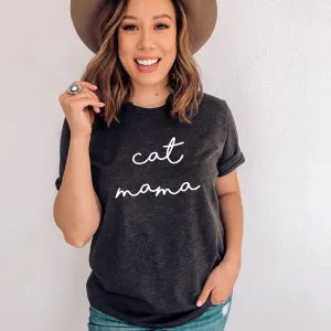 Cat Mama Retro Script T-Shirt mum blouses clearance