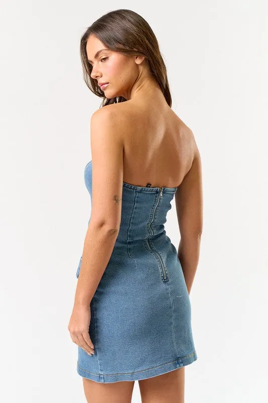 Catherine Strapless Denim Mini Dress