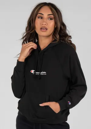 Champion Damen French Terry Script Kapuzenpullover <br> CTKEN Schwarz