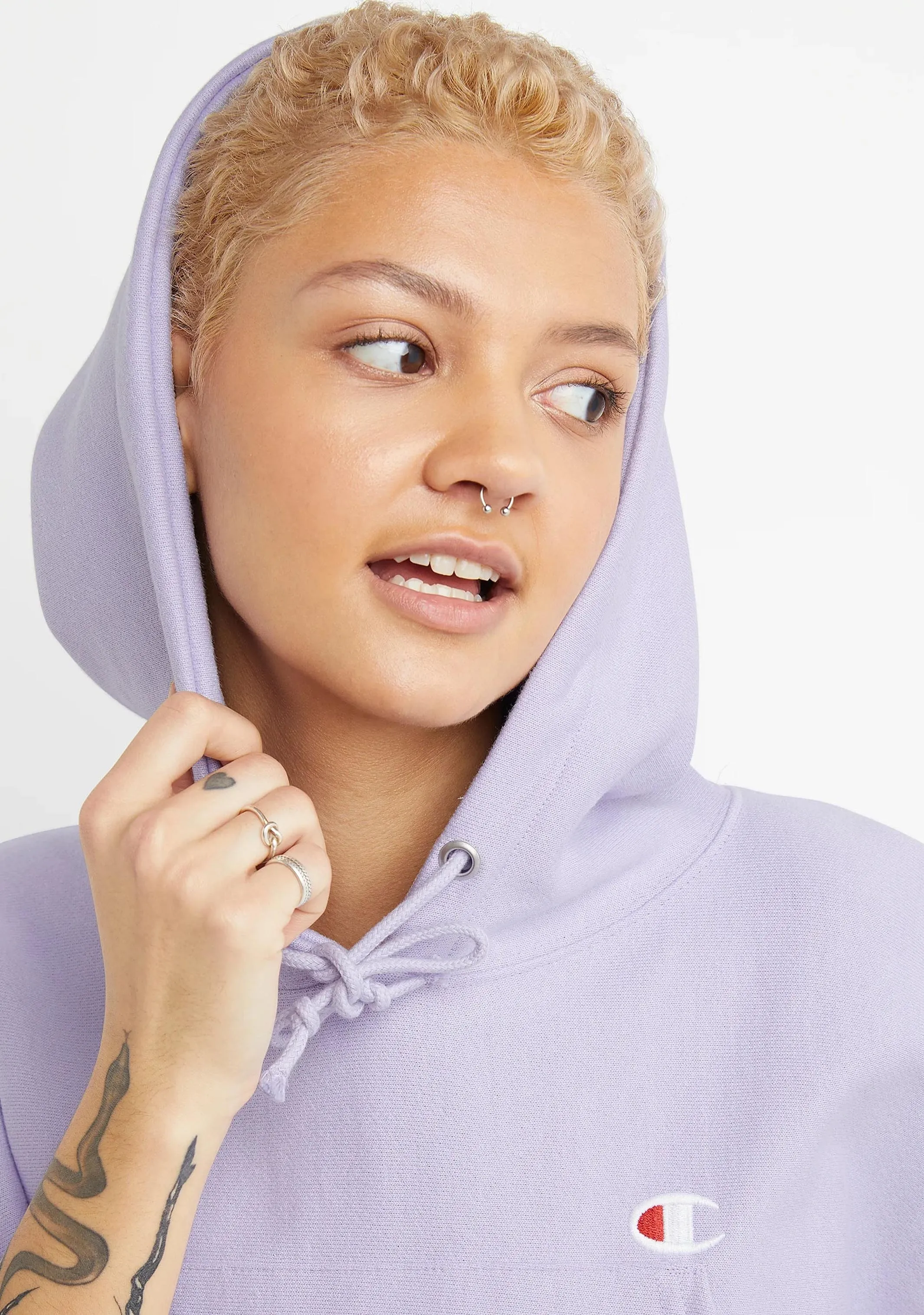 Champion Damen Reverse Weave Crop Hoodie <br> CRTXA1 IED