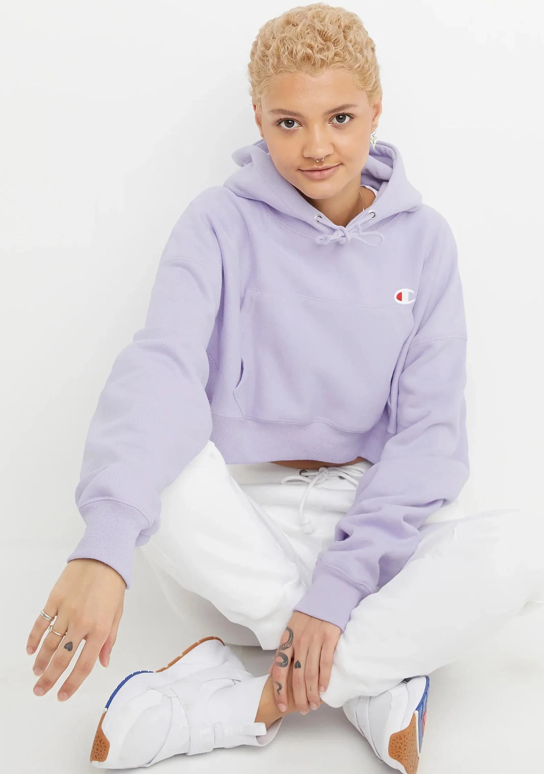 Champion Damen Reverse Weave Crop Hoodie <br> CRTXA1 IED
