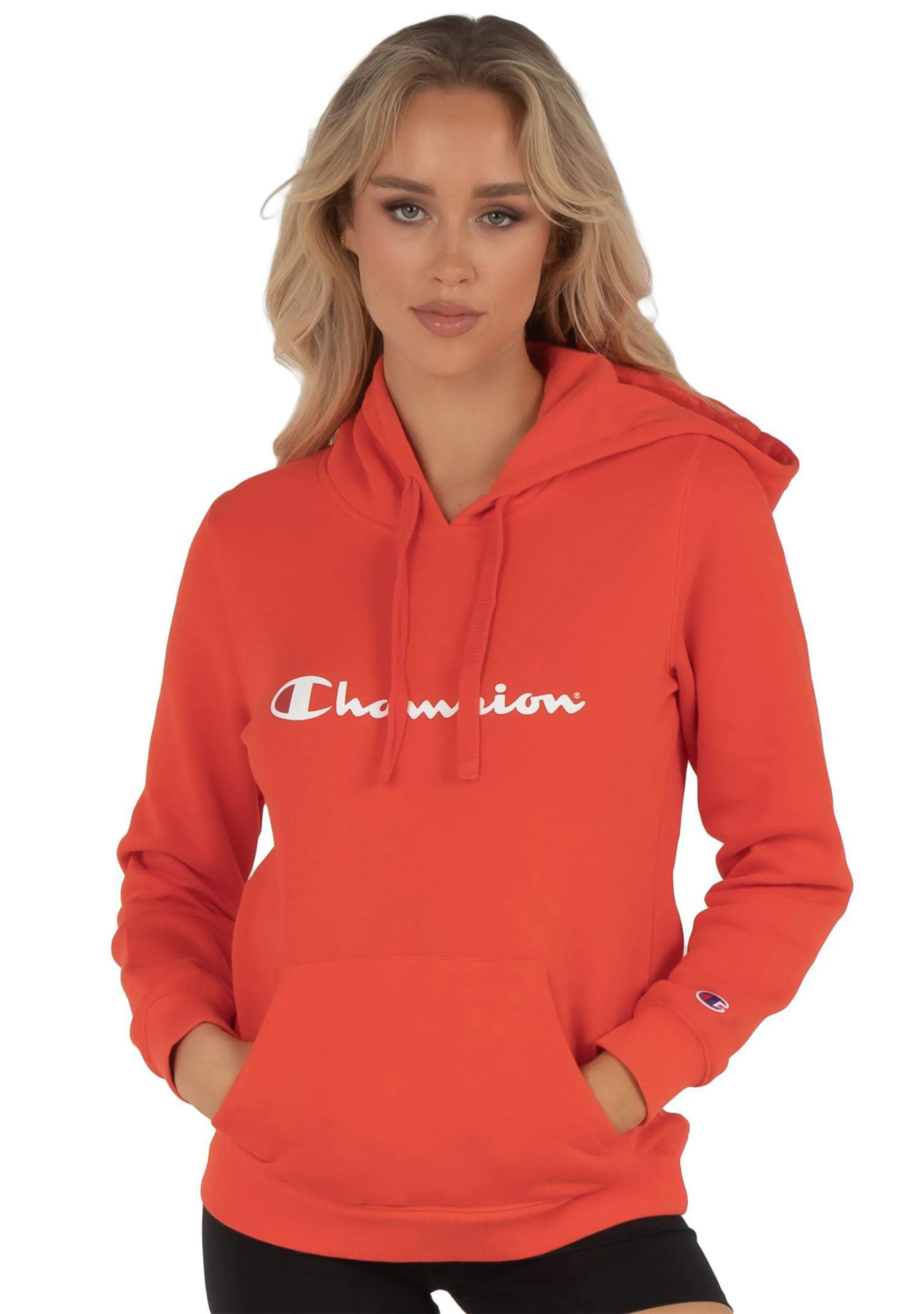 Champion Damen Script Hoodie Rot Sheeran