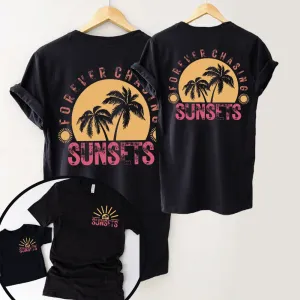 Chasing Sunsets Matching Black T-shirts pregnancy clothes clearance