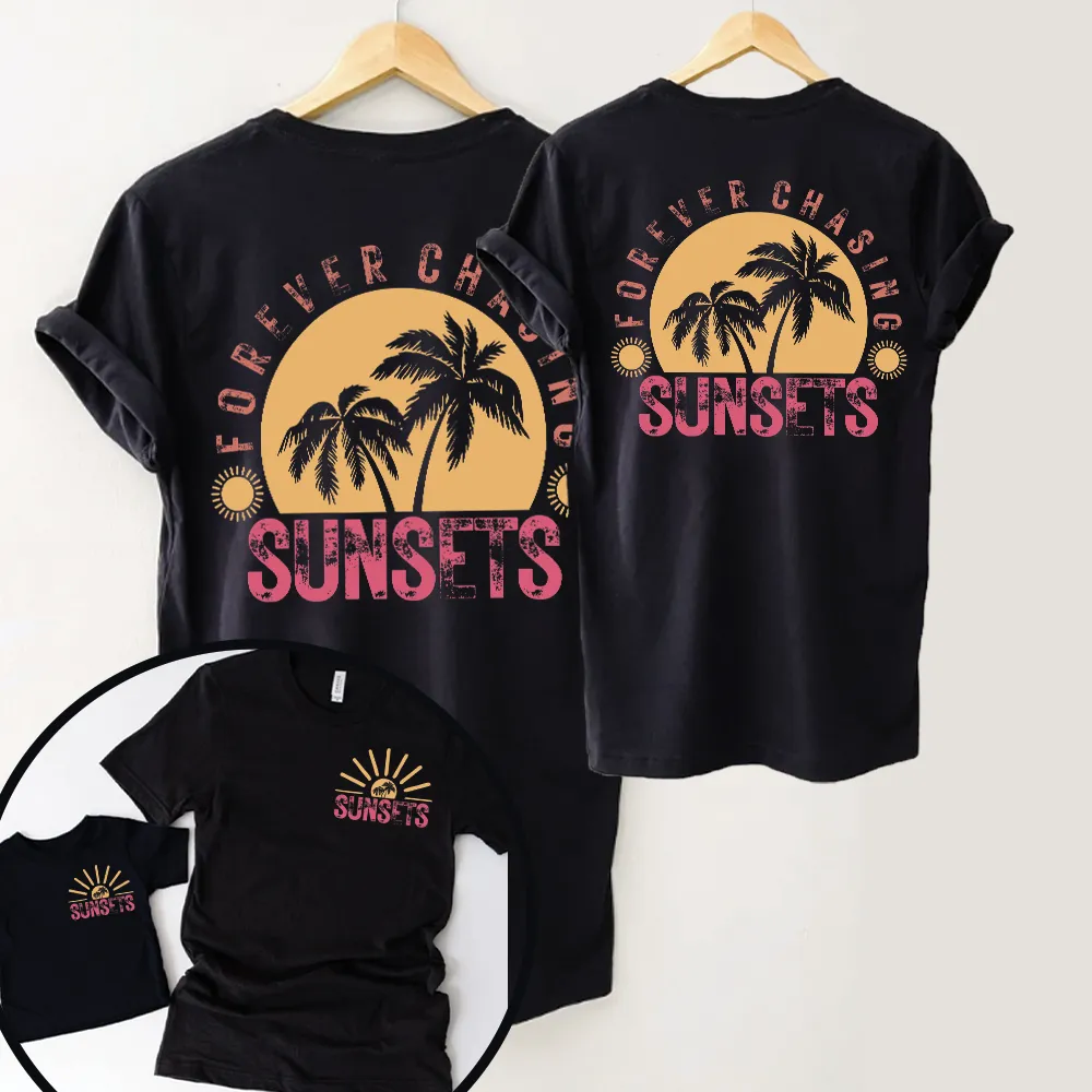 Chasing Sunsets Matching Black T-shirts pregnancy clothes clearance
