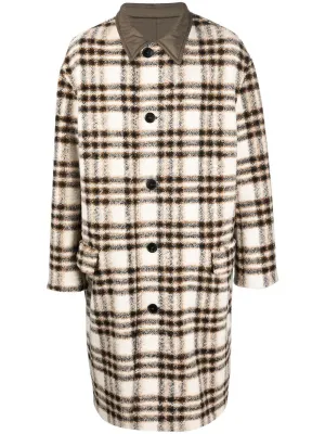 Check-Pattern Single-Breasted Coat winter jackets clearance
