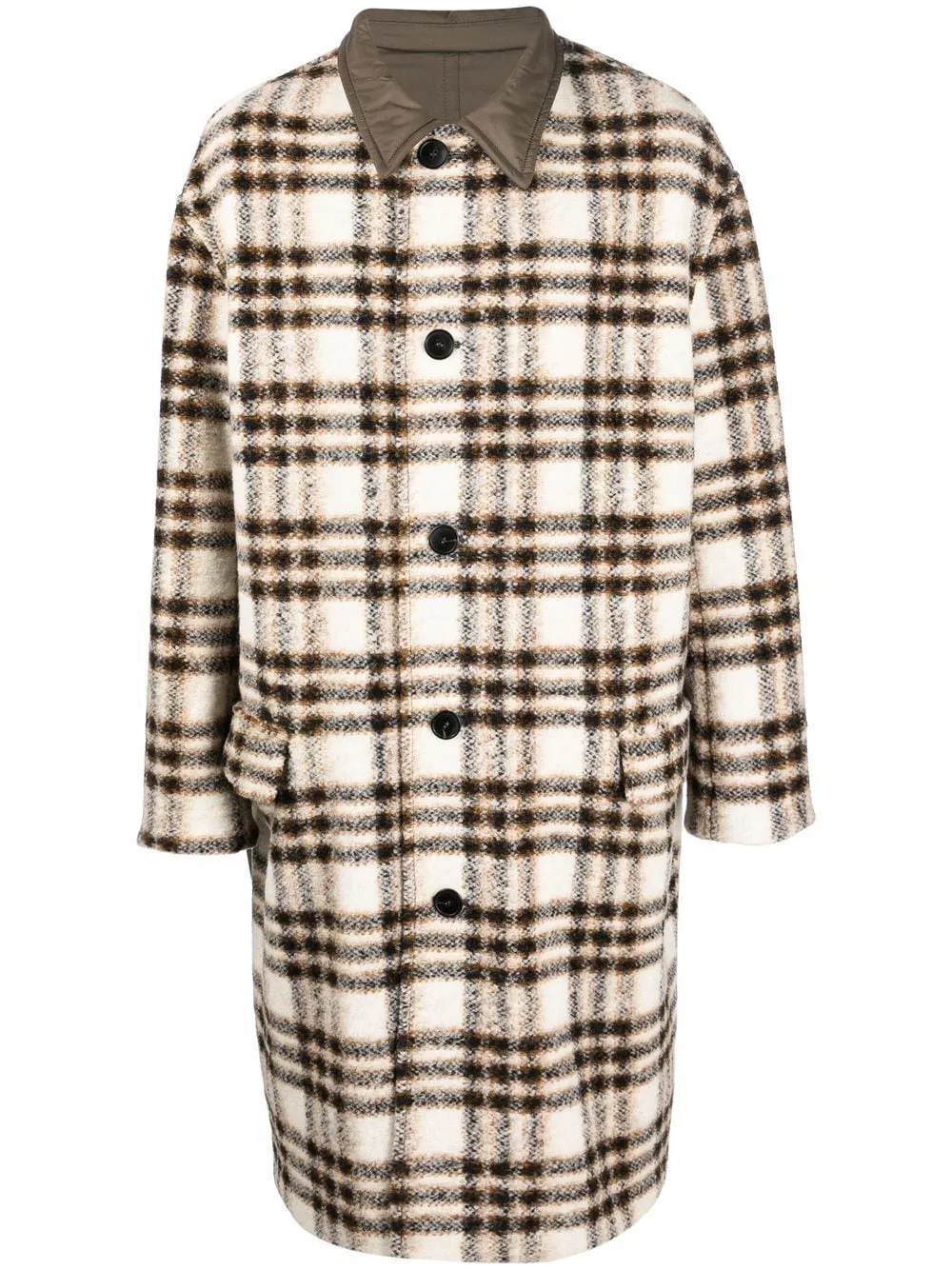 Check-Pattern Single-Breasted Coat winter jackets clearance