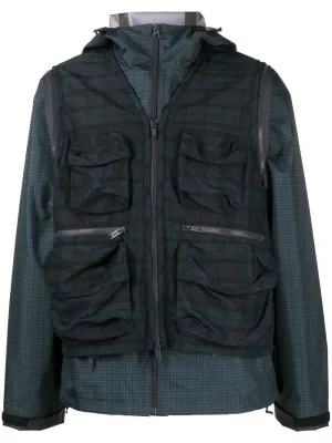 Check-Pattern Zip-Fastening Jacket winter jackets clearance