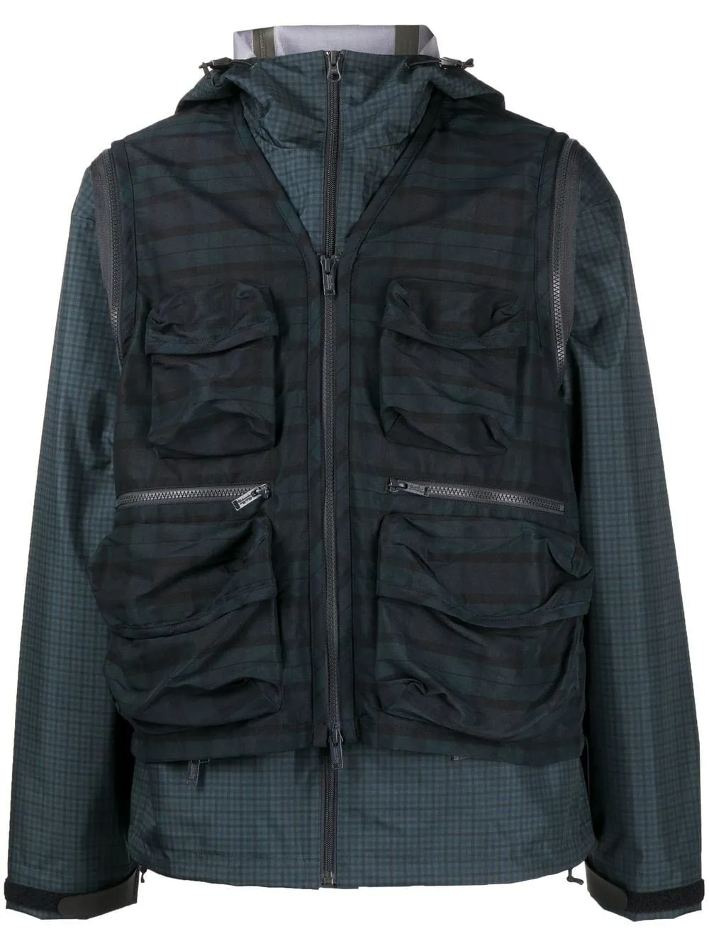 Check-Pattern Zip-Fastening Jacket winter jackets clearance