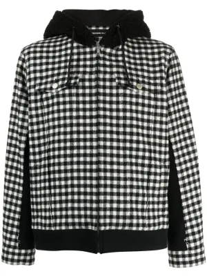 Check-Print Hooded Jacket winter jackets clearance