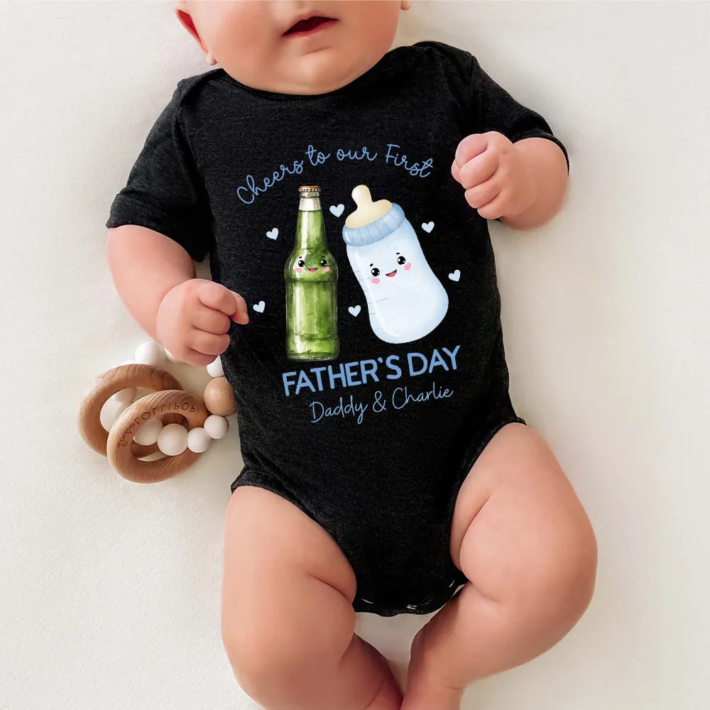Cheers To Our First Father's Day Personalised Babygrow cheap baby clothes online