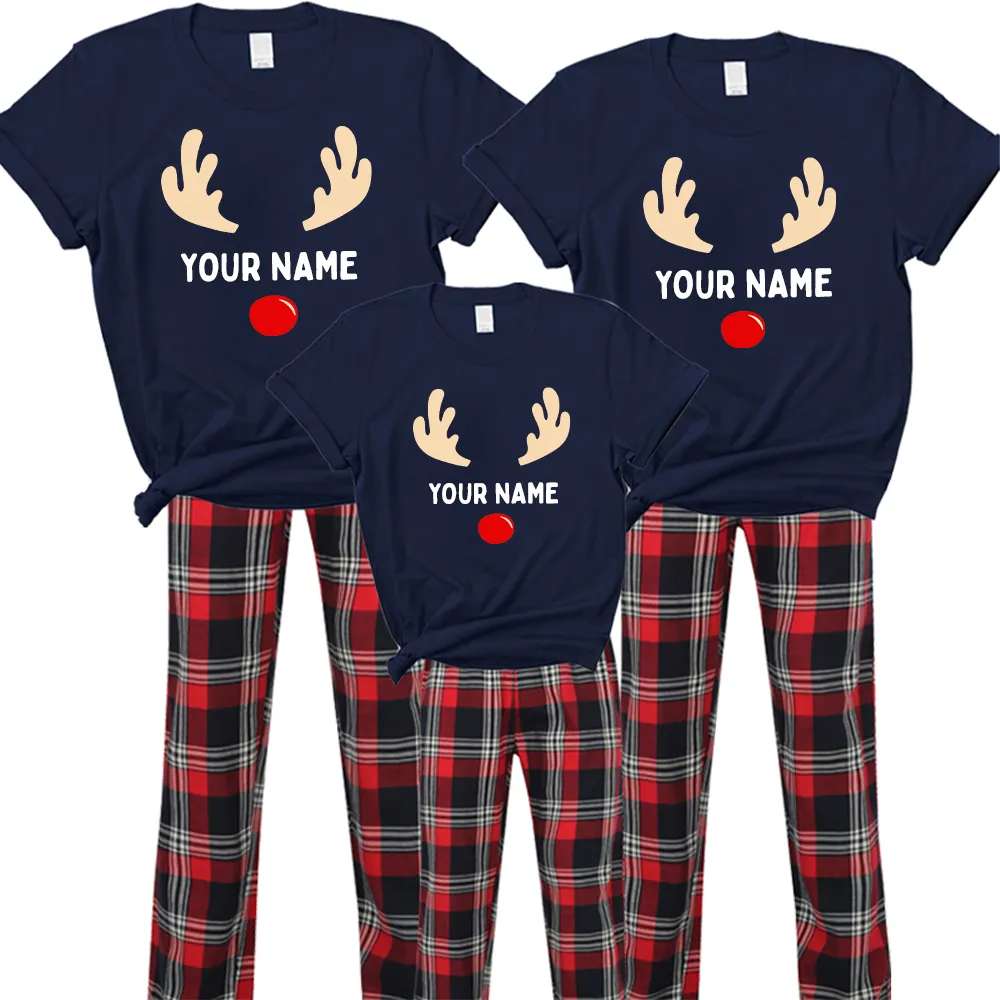 Choose Your Name Reindeer Family Yuletide Pyjama Tee & Pant Set