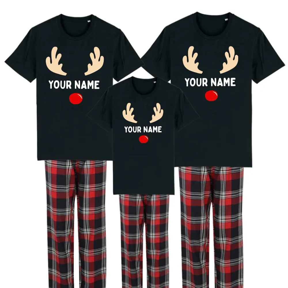 Choose Your Name Reindeer Family Yuletide Pyjama Tee & Pant Set dad hats promo code