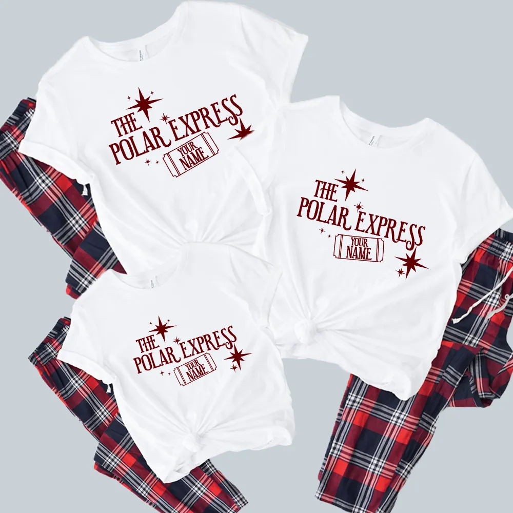 Choose Your Name The Polar Express Whole Family Yuletide Pyjama Tee and Pant Set Grandparent Clothing - grandma outfits sale