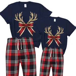 Christmas Coquette Glitter Bow Mathing Yuletide Pyjama Sets Grandparent Clothing - grandma outfits sale