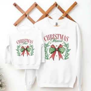 Christmas Mama & Mini Retro Bow Matching Sweatshirts maternity wear outlet