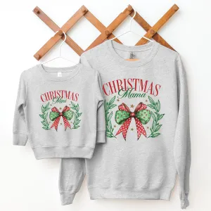 Christmas Mama & Mini Retro Bow Matching Sweatshirts pregnancy clothes clearance